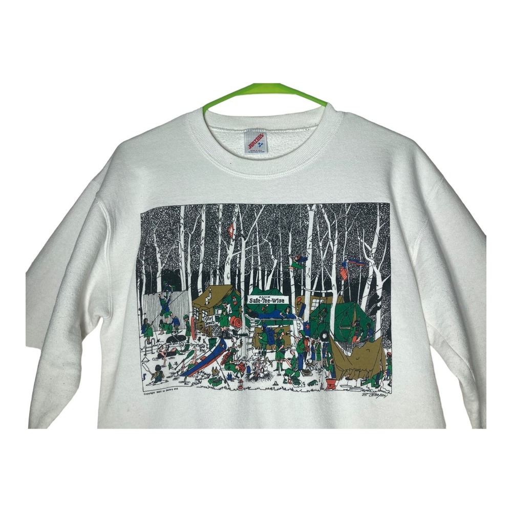 Vintage Jerzees Sweatshirt Girl Scouts Camping 1990 Gallery 444 Women's Size Med - Picture 6 of 13